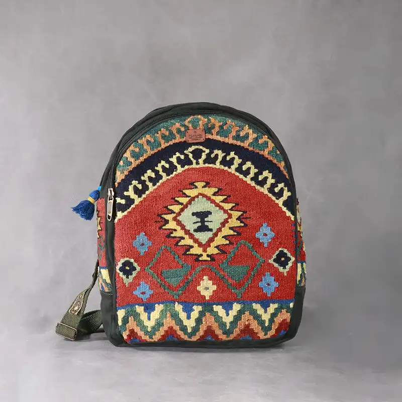 کوله پشتی سنتی مدل ژینا (کد BK22) | گلیم دستبافت کردستان - تصویر 5